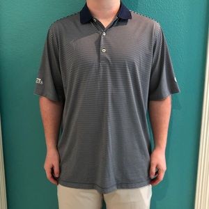 Navy blue striped Donald Ross Men’s Golf Polo